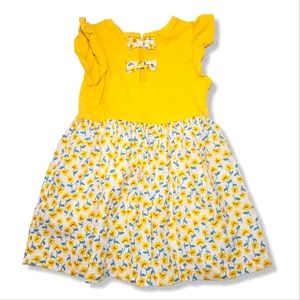 #E Little Girls Baby Floral Yellow White Spring Summer Dress 12M